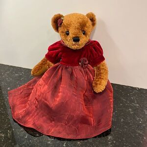 GUND Jewel Teddy Bear Plush Stuffed Animal Burgundy Dress